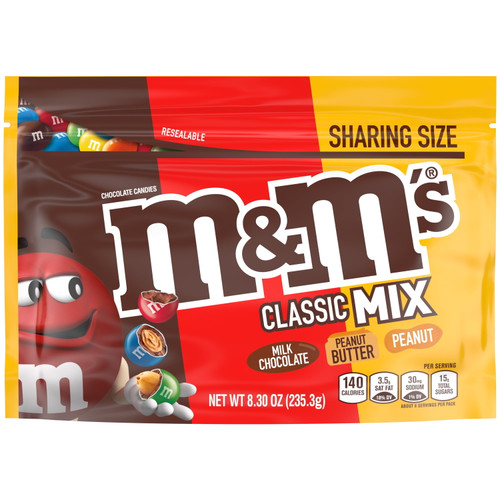 M&m's Classic Mix Chocolate Candy, Sharing Size - 8.3 Oz Bag