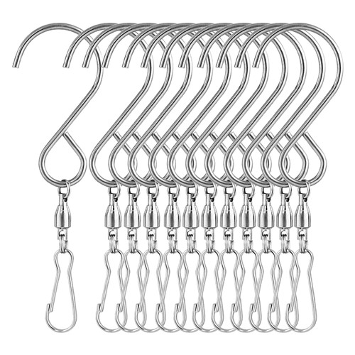 Xunyuan 12pcs Swivel Hooks Rotating Rust-proof Stainless Steel Hanging Pendant Hangers Party Supplies