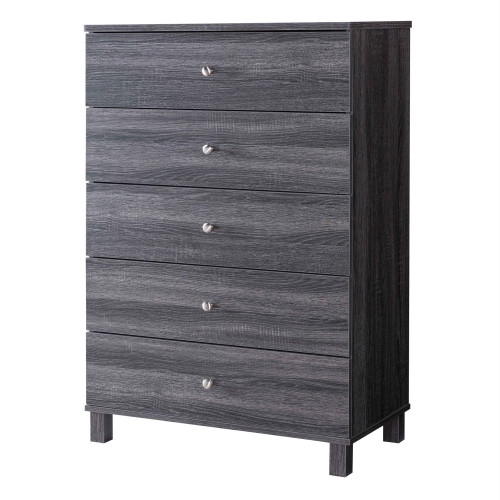 43.25 Inches 5 Drawer Chest With Straight Legs, Distressed Gray