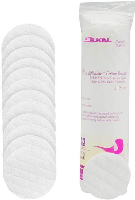 Dukal Cotton Rounds 2". Pack Of 80 Cosmetic Cotton Pads For Face. 100% Cotton Makeup Pads For Procedures. Facial Makeup Remover Disposable Pads. Hypoallergenic. Soft And Durable.