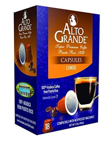 Alto Grande Super Premium Nespresso Machines, Percent Arabica Coffee From Puerto Rico (lungo, 18 Count)