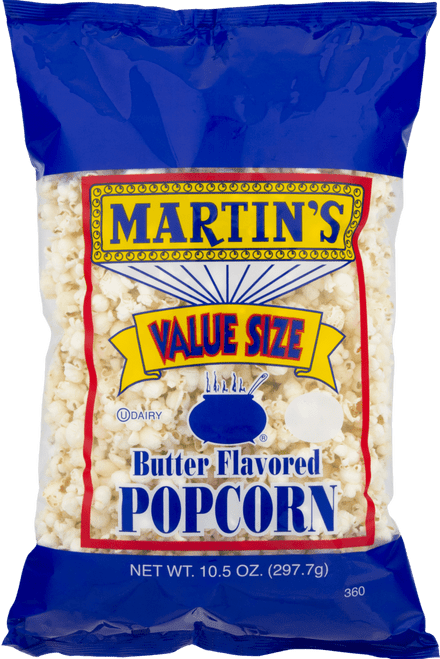 Martin's Butter Flavored Popcorn 10.5 Oz. Value Size Bag (3 Bags)