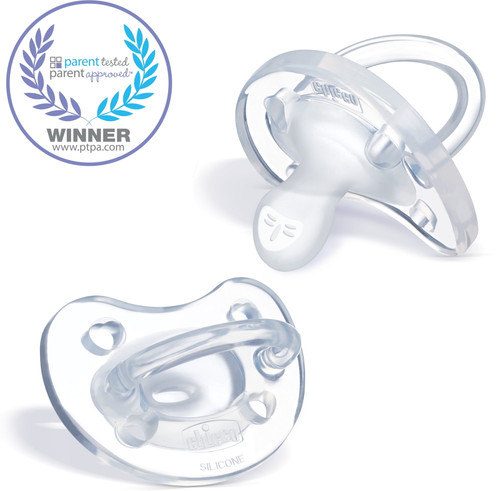 Chicco Physioforma Silicone One-piece Orthodontic Pacifier 0-6m Clear 2pk
