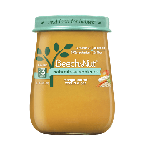 Beech-nut Naturals Superblends Stage 3, Mango Carrot Yogurt & Oat Baby Food, 4 Oz Jar