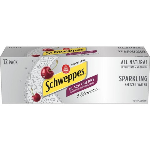 Schweppes Seltzer Black Cherry Sparkling Water Cans,12 Fl. Oz, 12 Pack