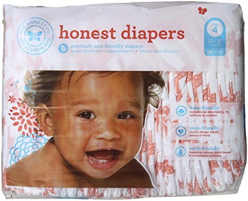 The Honest Company Diapers - Giraffes - Size 4 - Children 22 To 37 Lbs - 29 Count - 1 Each
