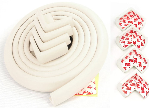 Gliving Furniture Edge And Corner Guards Protective Foam Cushion Bumper Child Safe Corners Baby Child Proofing Set Nontoxic And Safe For Table, Fireplace, Countertop(16.4ft Length + 8 Corners) White