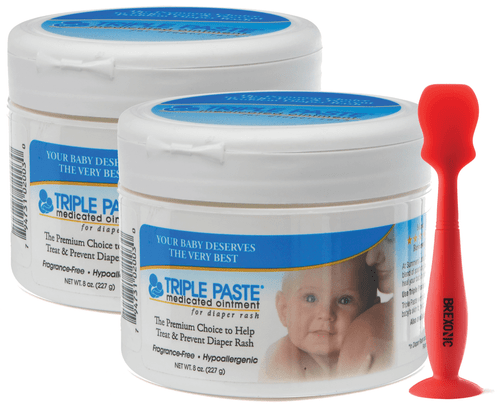Triple Paste 2 Pack Diaper Rash Cream For Baby, Hypoallergenic Baby Ointment 8 Oz Zinc Oxide Cream Baby Essentials With Brexonic Baby Butt Cream Applicator.