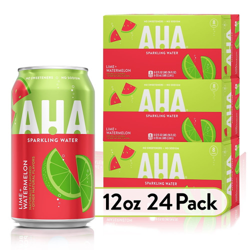 Aha Lime + Watermelon Sparkling Water 12 Fl. Oz. 24/pack (157376) A-0005933