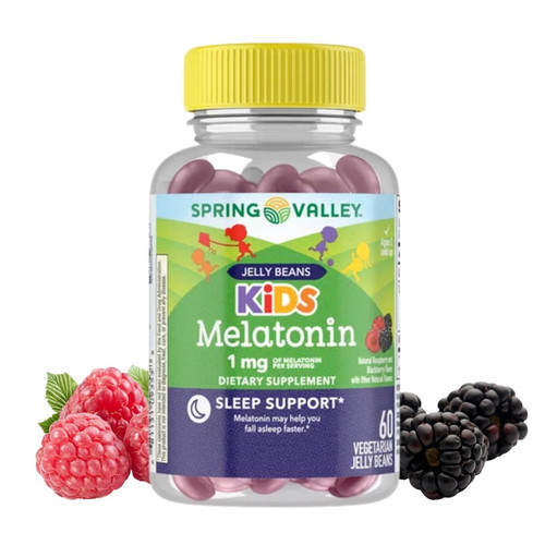 Spring Valley Kids Melatonin, 1 Mg Vegetarian Jelly Beans Supplement, 60 Count