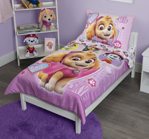 Paw Patrol 4 Pc Toddler Bed Set "top-pup Skye"