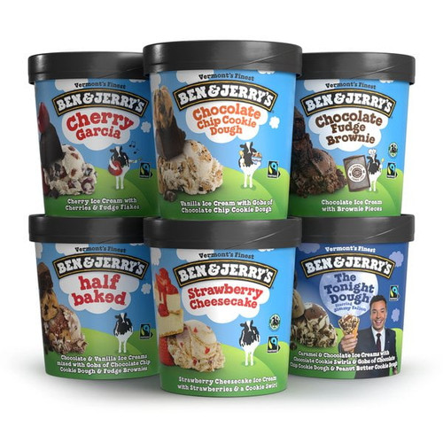 Ben & Jerry's Freezer Pleasers Variety Pack, Ice Cream Pints, 16 Oz, 6 Pack (frozen)