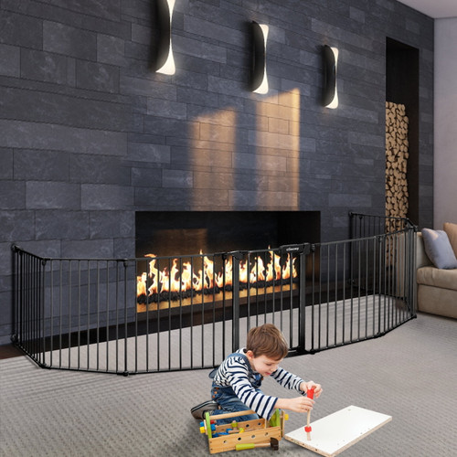 Baby Gates Extra Wide 198" X 30", Baby Gate With Door Extra Wide 8 Panel Play Yard Safety Gate For Boys, Girls, Children Or Pets, Indoor, Outdoor