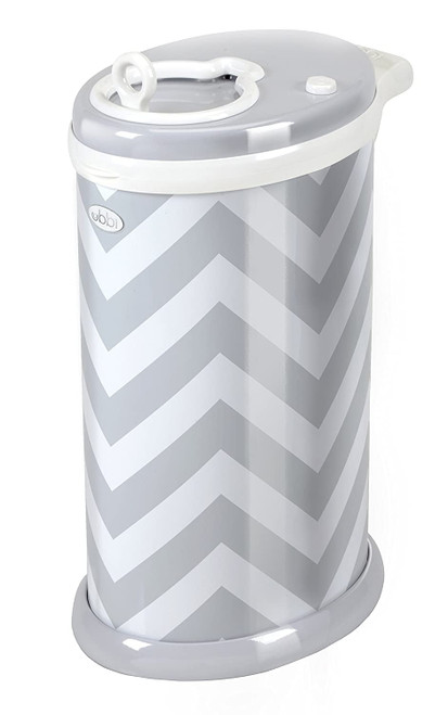 Ubbi Steel Odor Locking, No Special Bag Required Money Saving, Awards-winning, Modern Design Registry Must-have Diaper Pail, Gray Chevron