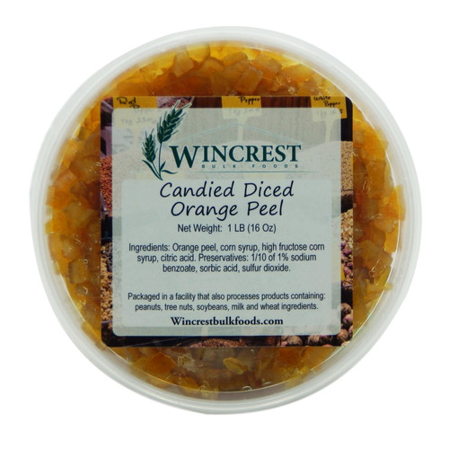 Candied Diced Orange Peel ~ Glazed Fruit ~ 1 Pound Tub