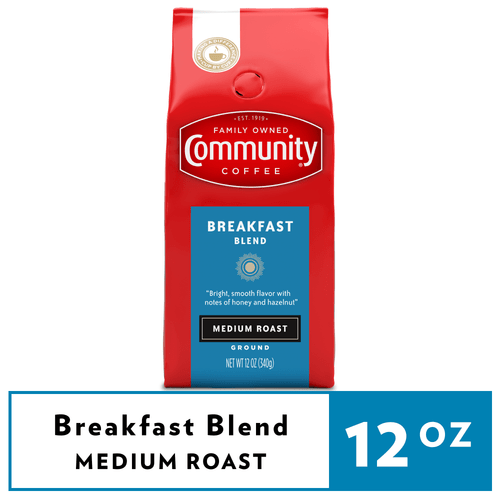 Community Coffee Breakfast Blend Medium Roast Ground Coffee, 12 Oz, Bag