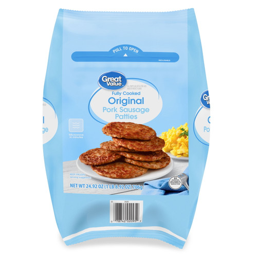 Great Value Original Pork Sausage Patties, 24.92 Oz (frozen)