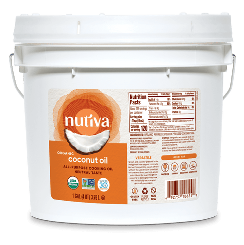 Nutiva Organic, Neutral Tasting, Steam Refined Coconut Oil, 1-gallon