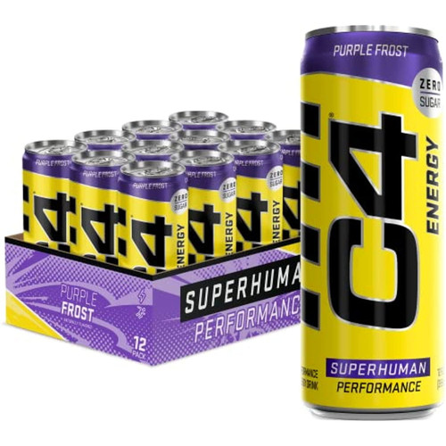 C4 Original Sugar Free Energy Drink | Purple Frost | Pre Workout Performance Drink With No Artificial Colors Or Dyes,12 Fl Oz (pack Of 12)