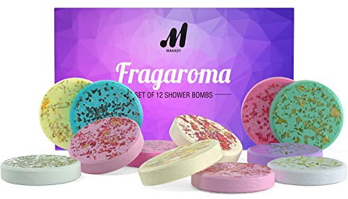 Makady Flag Aroma Set Of 12 Shower Bombs - Shower Steamers - Aromatherapy - Essential Oils For Home Spa - In Shower Steamer Spa - Vaporizing Shower Tablets - For Mom And Wife - Perfect Set