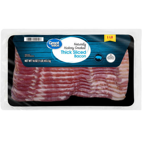 Great Value Thick Sliced Bacon Hickory Smoked, 16 Oz