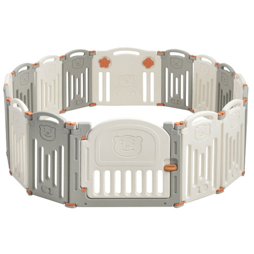 Gymax Folding Baby Kid Playpen Activity Center 16 Panel Play Yard W/ Safety Lock