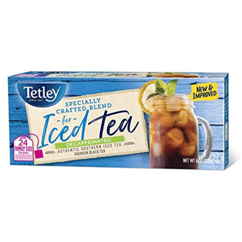 Tetley Black Tea, Decaffeinated Iced Tea Blend, Family Size, 24 Square Tea Bags (pack Of 1)