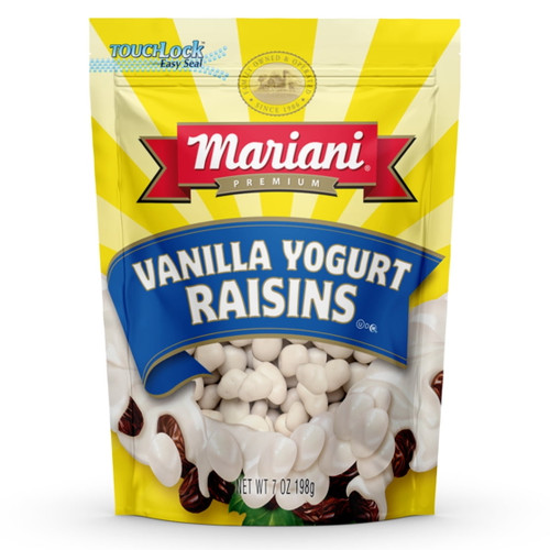 Mariani Dried Fruit, Vanilla Yogurt Covered Raisins, 7 Oz Bag