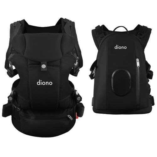 Diono Carus Complete 4-in-1 Baby Carrier With Detachable Backpack, Ergonomic Front And Back Carry For Newborn To Toddler Up To 33 Lbs, Black