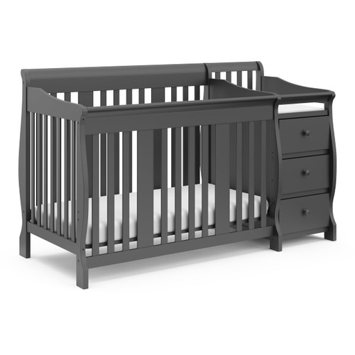 Storkcraft Portofino 5-in-1 Convertible Baby Crib And Changer, Gray