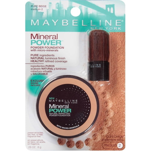 Maybelline Mineral Power Natural Perfecting Powder Foundation, Pure Beige, 0.28 Oz