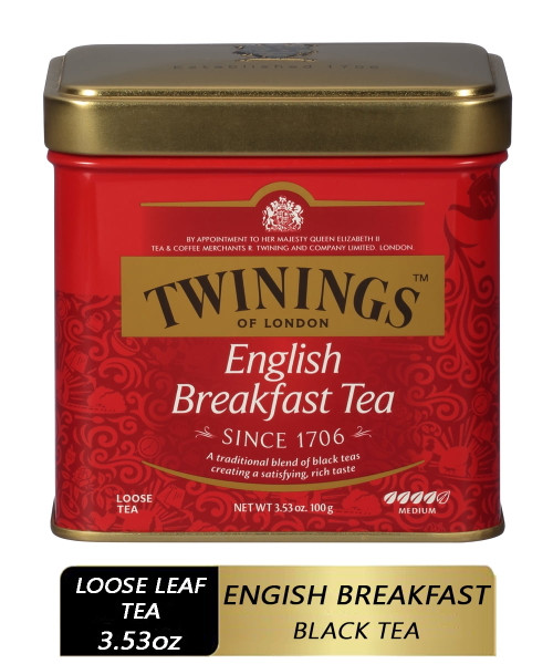 Twinings Of London English Breakfast Flavourful For Energy Black Loose Tea, 3.53 Oz.