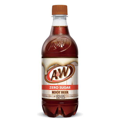 A&w Root Beer Zero Sugar Soda 20oz Bottles, Quantity 12