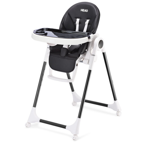 Heao 4-in-1 Convertible Reclining High Chair, Adjustable Height & Removable Tray, 4 Wheels With Brake - Black