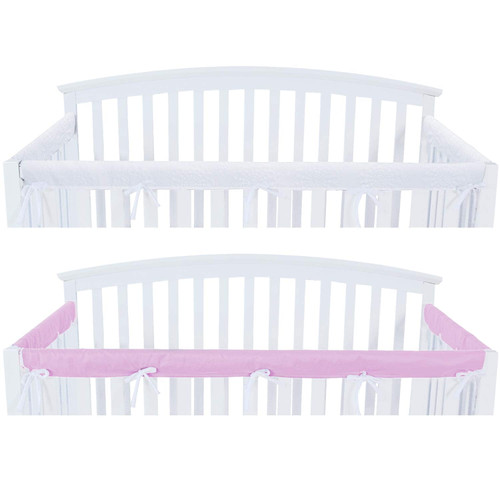 Biloban 3 - Piece Padded Baby Crib Rail Cover Set - Lavender & White