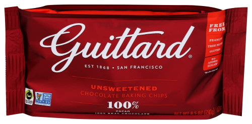 Guittard 100% Unsweetened Chocolate Baking Chips, 8.5 Ounces - Pack Of 2.