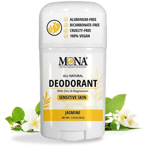 Mona Brands - 100% Natural Deodorant For Women, Men & Teens For Sensitive Skin Aluminum Free No Baking Soda Vegan, Non-gmo, Gluten & Cruelty Free With Magnesium & Zinc Jasmine
