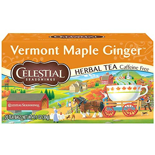 Celestial Seasonings Herbal Tea, Vermont Maple Ginger, Caffeine Free, 20 Count (pack Of 6)