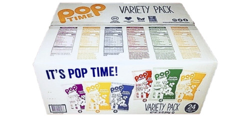 Poptime Kettle Cooked Popcorn, Variety Pack, 24 Ct, 30 Oz