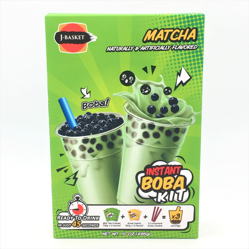 J-basket Matcha Instant Tea Boba Kit 10oz /285g