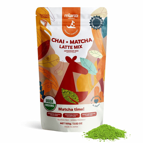 Miaroo Organic Ceremonial Grade Matcha Green Tea Powder (50g Pouch) | Certified Organic Authentic Japanese Matcha | Antioxidant Superfood, Natural Energy & Amino Acid Source (chai Tea)