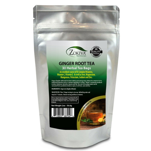 Ginger Tea 100% Pure Root 30 Tea Bags All-natural Caffeine Free Herbal Tea