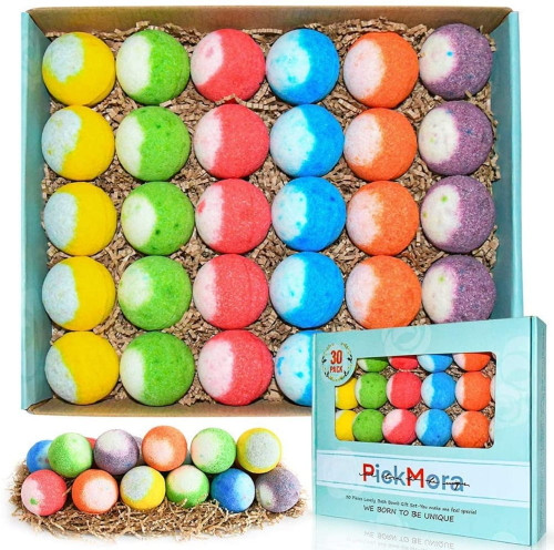 Bath Bombs, Pickmora Natural Organic Mini Bath Bombs, Handmade With Rich Fizz