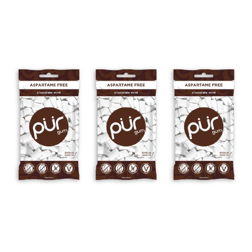 Pur Gum Sugar Free Chewing Gum With Xylitol - Natural Chocolate Mint Flavor - 55 Pieces (3 Pack)
