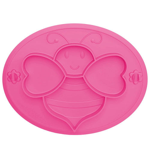 Suction Plates For Baby, Silicone Divided Baby Toddler Plates, Non-toxic, Bpa Free | Dishwasher/microwave Safe Baby Dishes, Fits Most Highchair Trays (peach, Bee Shape)