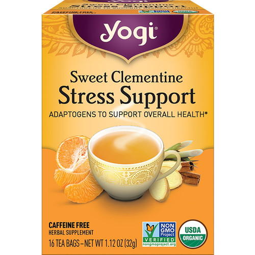 Yogi Tea Sweet Clementine Stress Support, Organic Herbal Tea, Wellness Tea Bags, 16 Count