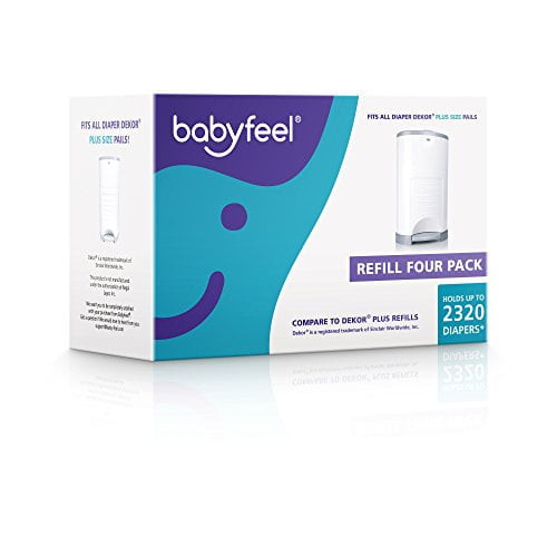 Babyfeel - 4 Pack Refill - Fits All Dekor Plus Pails - Holds Up To 2320 Diapers