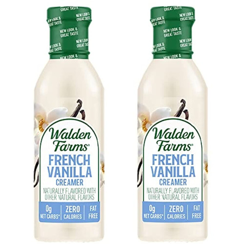 Walden Farms French Vanilla Coffee Creamer, 12 Oz. Bottle, Fresh Flavored Non-dairy Milk Substitute, Natural And Liquid, Gluten Free And 0g Net Carbs, Vegan Friendly, 2 Pack Bottles