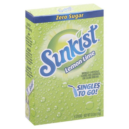 Sunkist Singles To Go Lemon Lime Drink Mix, 6 Count, 0.53 Oz