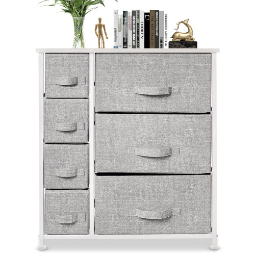 Bigroof Dresser Storage Organizer For Bedroom Bathroom Laundry (light Gray-7 Drawers)